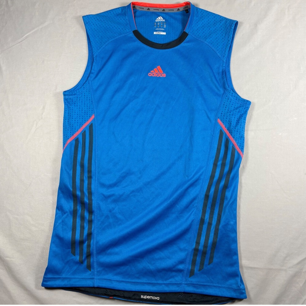 Adidas Supernova Climalite Running Tank Top Mens Medium Blue Orange Sleeveless